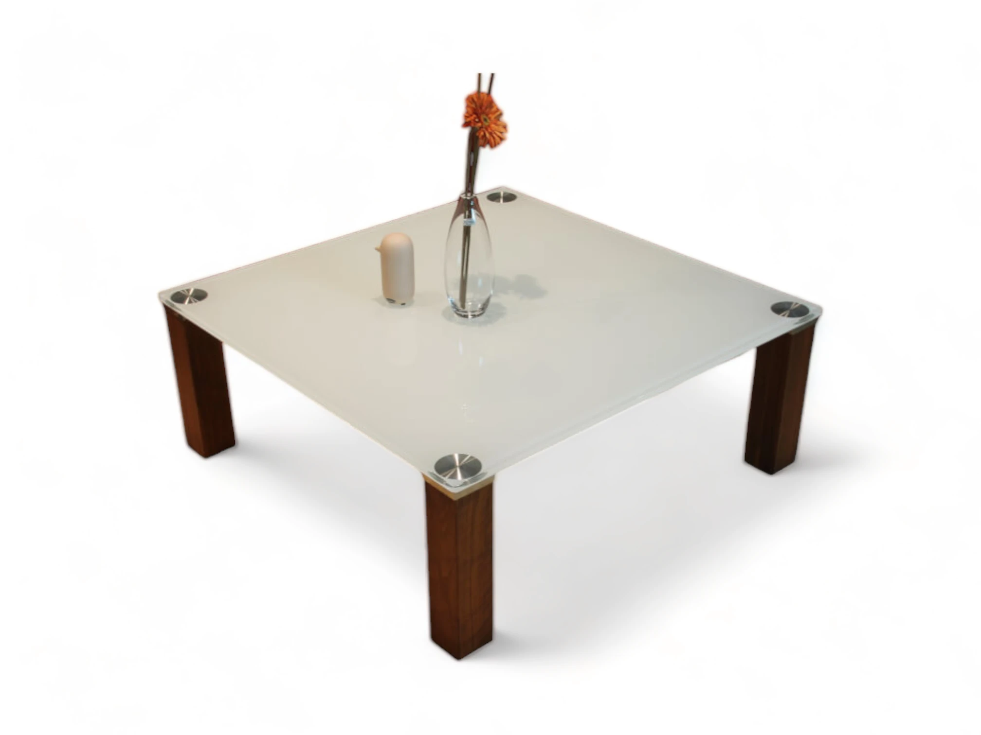 Glas - Nussbaum Couchtisch 100x100 Glas - Nussbaum Couchtisch 100x100