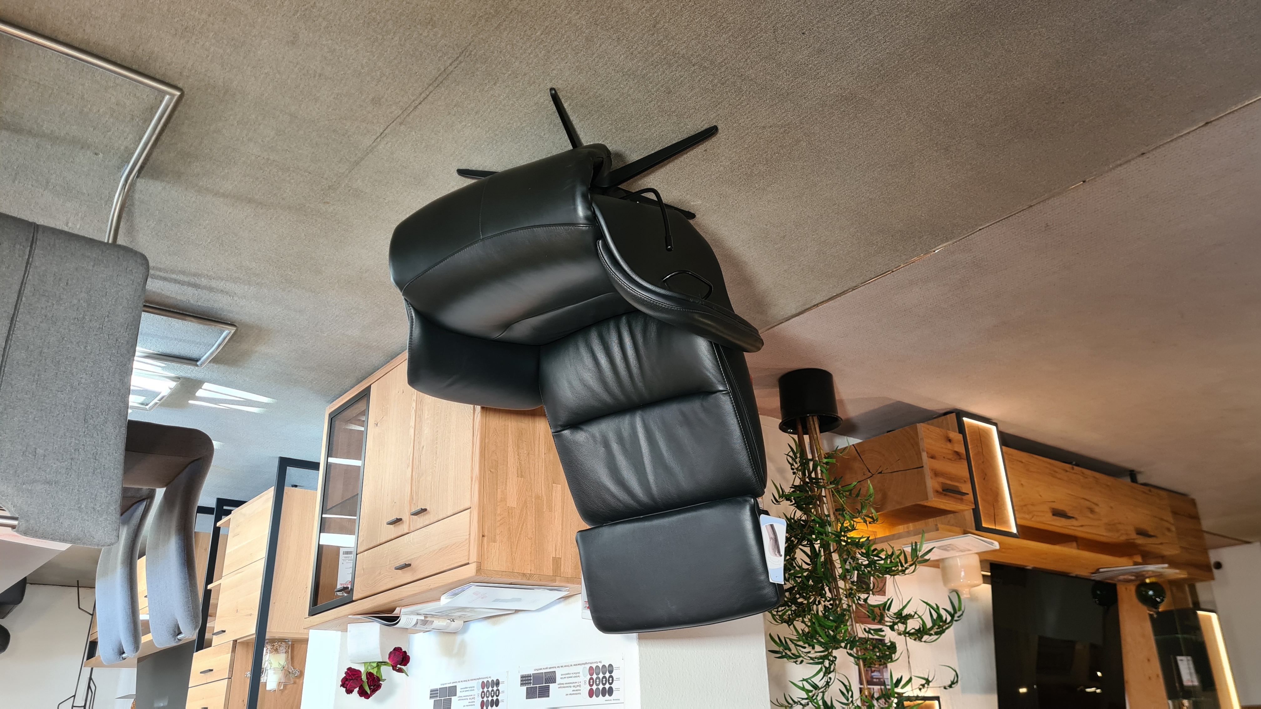 7611 - Relaxsessel in Dickleder schwarz 7611 - Relaxsessel in Dickleder schwarz